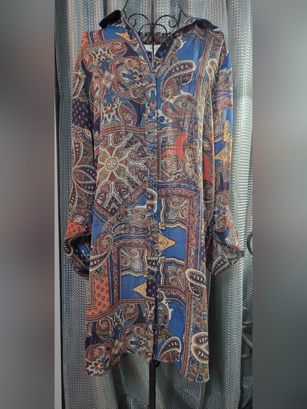 Haver & Blair London Paisley Print Blouse - Blue & Rust